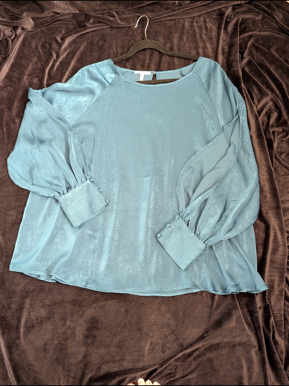 Maurices Satin-Look Light Blue Balloon Sleeve Blouse